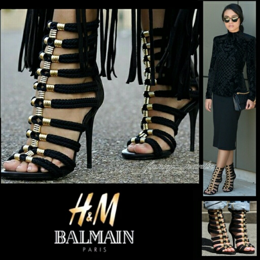 BALMAIN X H&M ROPE GLADIATOR HEELS (SIZE 41)